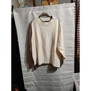 Zesica pullover sweater new no tags off white blk trim size lg. dress up or casu